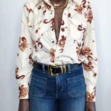 Vintage H Bar C Floral Western Shirt