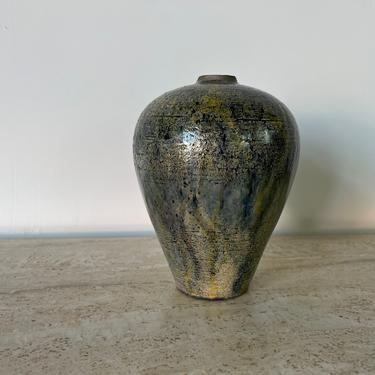 1980s Mid-Century Studio Pottery Vase , Signed 