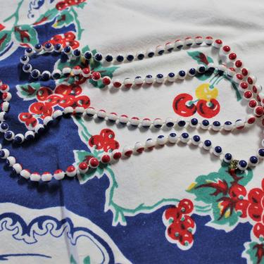 Vintage 60s Red White Blue Lucite Necklace celluloid plastic /  52 inches Single Double Triple Necklace Patriotic 