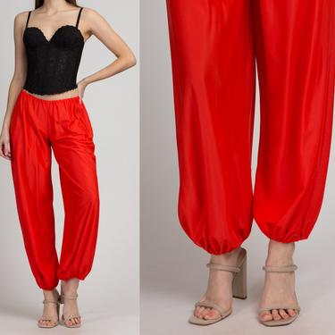 Vintage Red-Orange Lingerie Harem Pants - Medium | 70s Boho Low Rise Loungewear Pants 