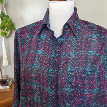 Vintage 80's/90's Alfred Dunner Colorful Retro Blouse 