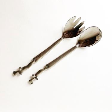 Vintage Carrol Boyes &quot;Woman Coil&quot; Stainless Salad Servers 