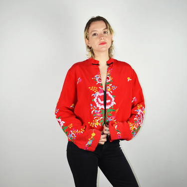 Chinese silk hot sale bomber jacket