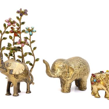 INSTANT COLLECTION! x3 Vintage Brass Elephant Figurines 