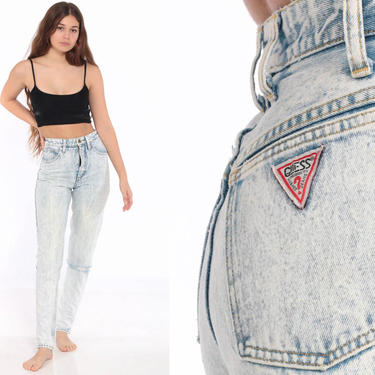 GUESS Jeans Mom Jeans 24 Acid Wash High Waist Jeans 80s