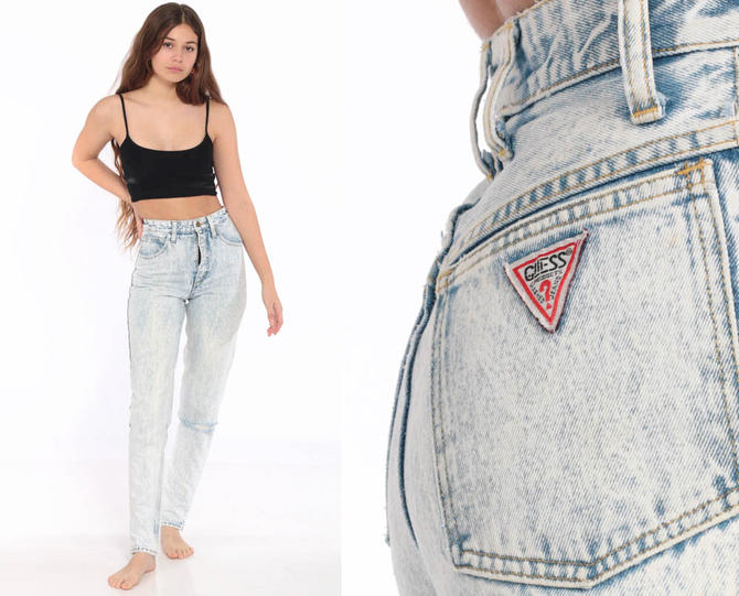 Overdyed Acid Wash Jeans 80s 90s Bongo Mom Jeans Pink Blue High