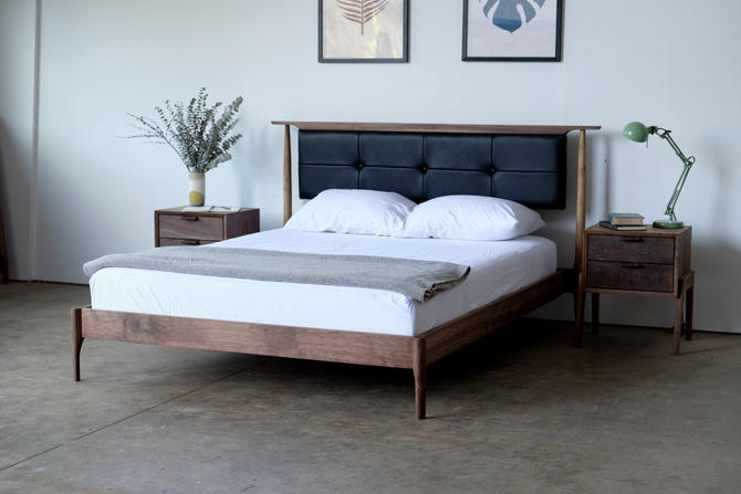 Mid Century Modern Platform Bed With Upholstered Headboard Custom Made Bedroom Furniture Danish Style Storage Bed King Queen Full Or Twin By Beautybreadwoodshop From Beauty Bread Woodshop Of Vancouver Wa Attic