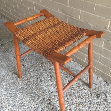 Small Vintage Bamboo Vanity Bench 