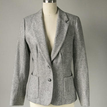 1980s Blazer Jacket Fitted Wool S 