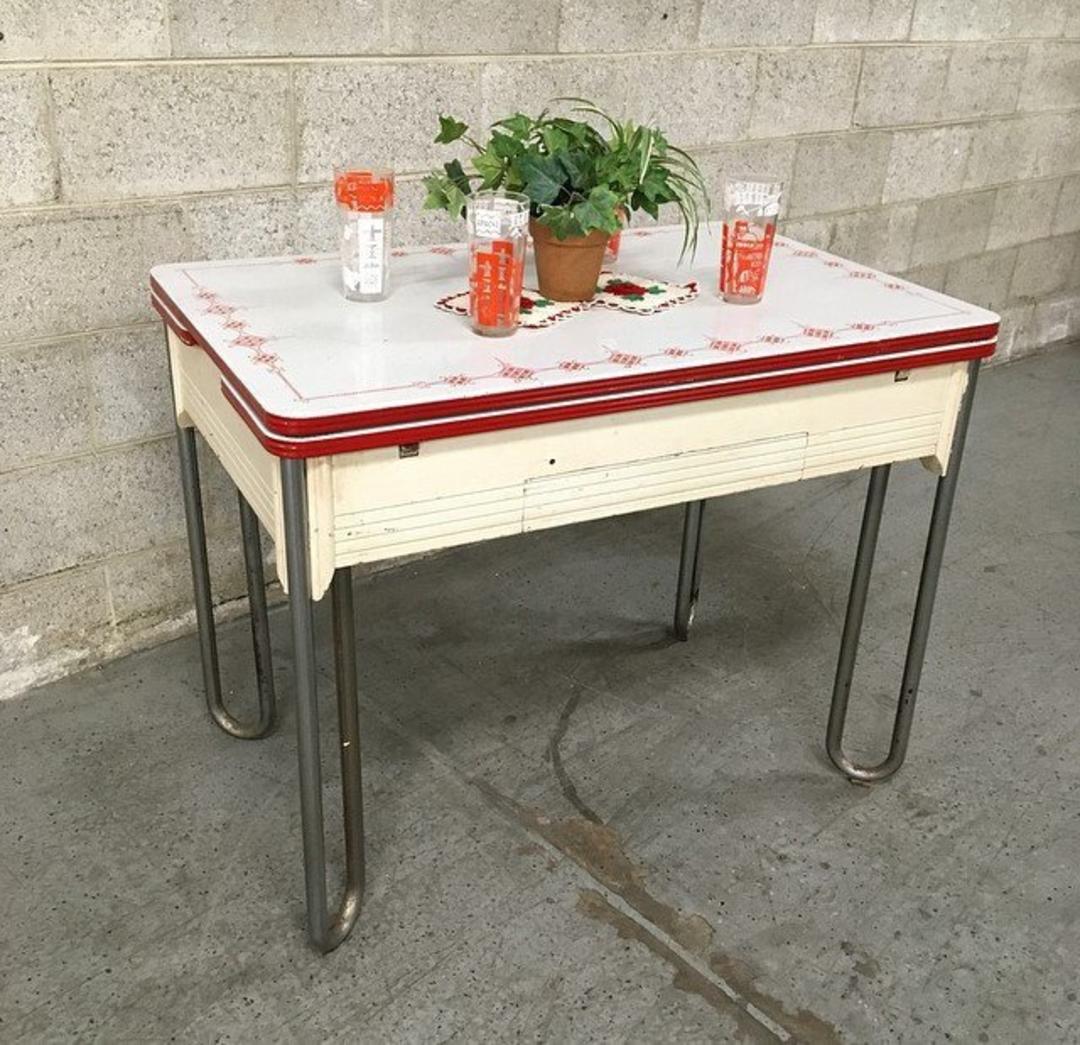 old fashioned metal kitchen table