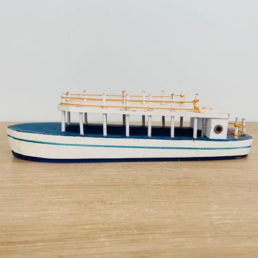 Vintage Wooden Toy Boat Model 