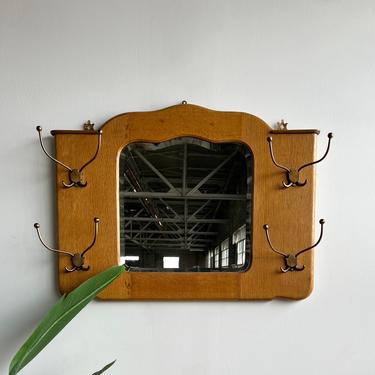 Vintage Mirror with Coat Hooks