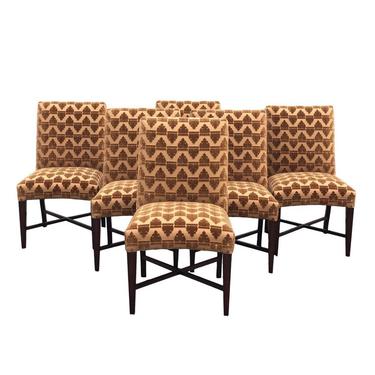 Set of Six Lewis Mittman NeoClassical Upholstered Dining Chairs 