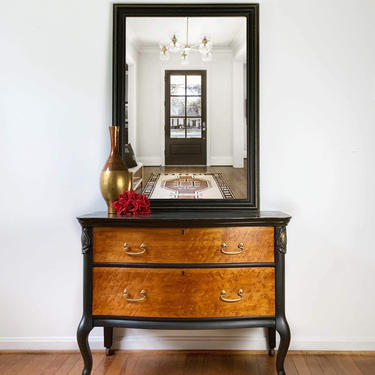 Small Dresser with Mirror | Small Chest of Drawers | Entryway Furniture | Entryway Storage with Mirror | Birds Eye Maple Chest with Mirror 