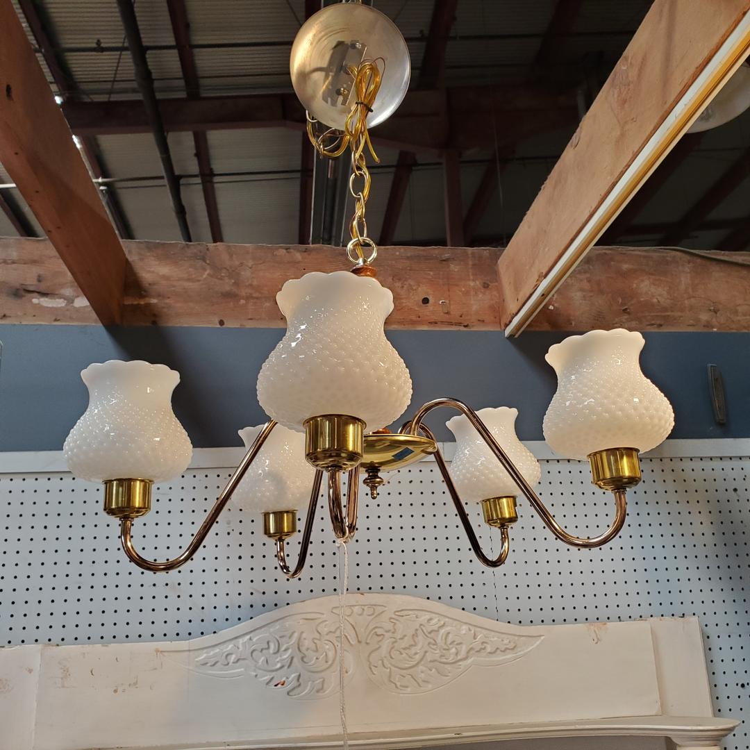 Vintage milk deals glass chandelier