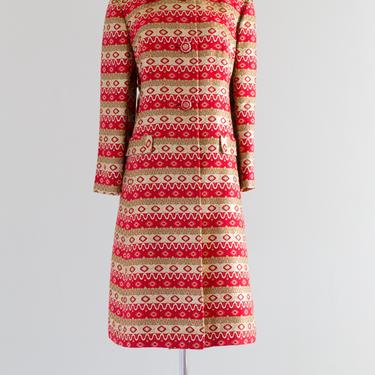 Magnificent 1960's Klimt Coat in Red, Pink &amp; Metallic Gold / Large