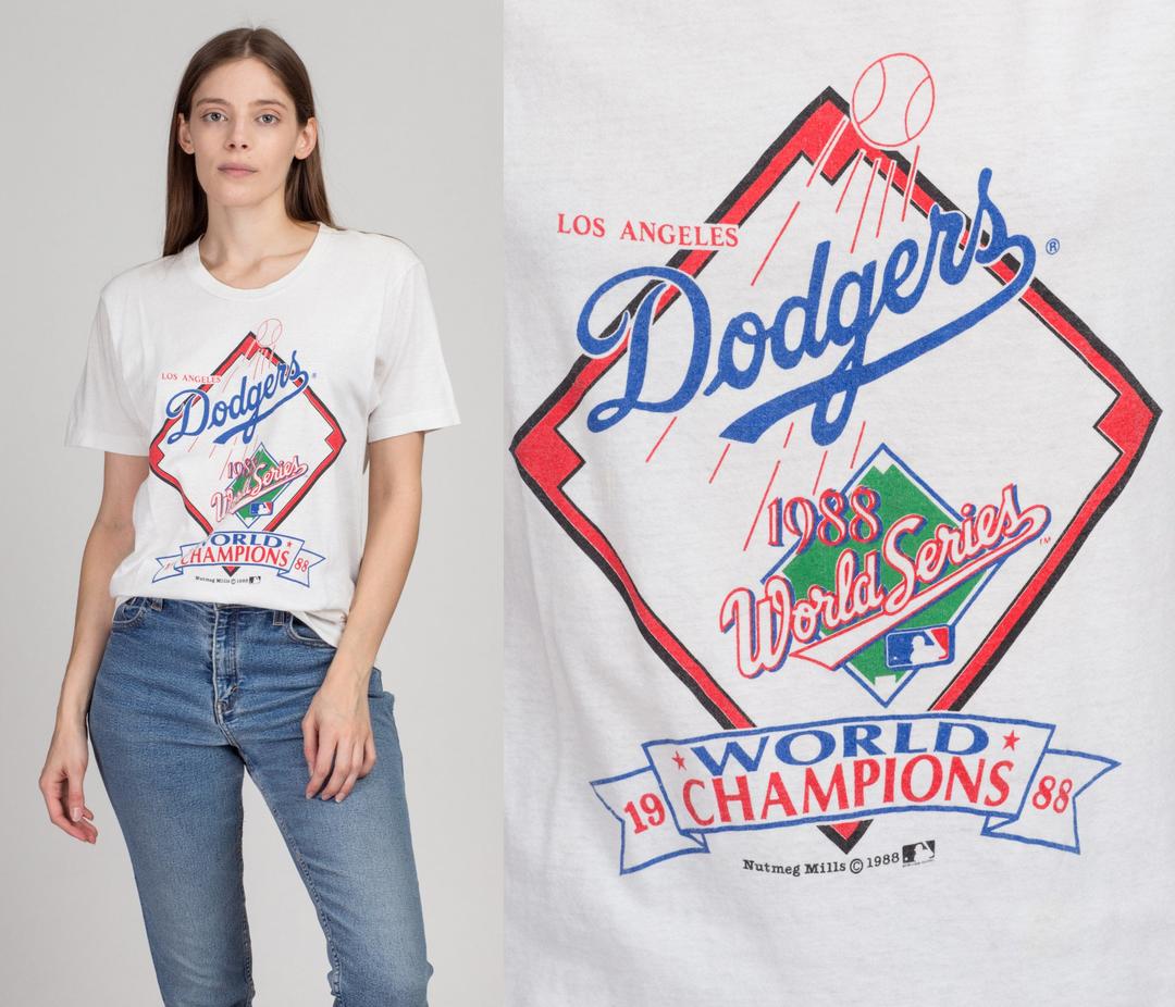 Los Angeles Dodgers T Shirt Men Large White MLB Baseball Champion Vintage  80s