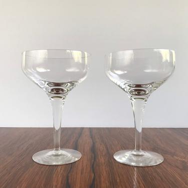 Pair of Orrefors Rhapsody Clear Crystal Champagne Coupe Glasses (5 1/4&amp;quot;) by Sven Palmqvist 
