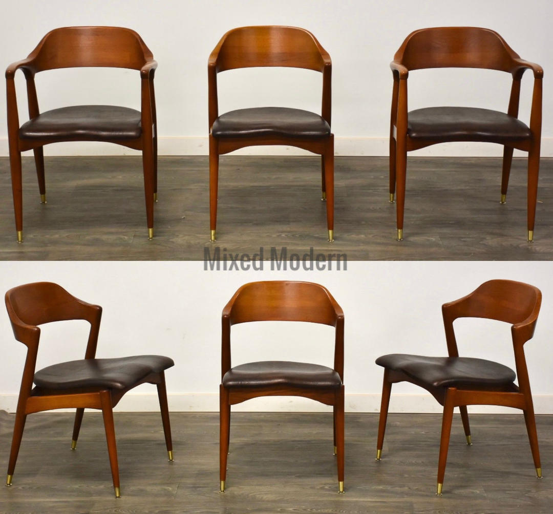Chestnut MCM Dining Chairs Set of 6 Mixed Modern Nashua, NH
