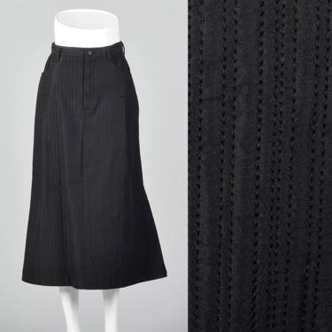 Medium Issey Miyake 1990s Topstitch Skirt Quilted Skirt Vintage Black Skirt 90s Mermaid Skirt Vintage Miyake 