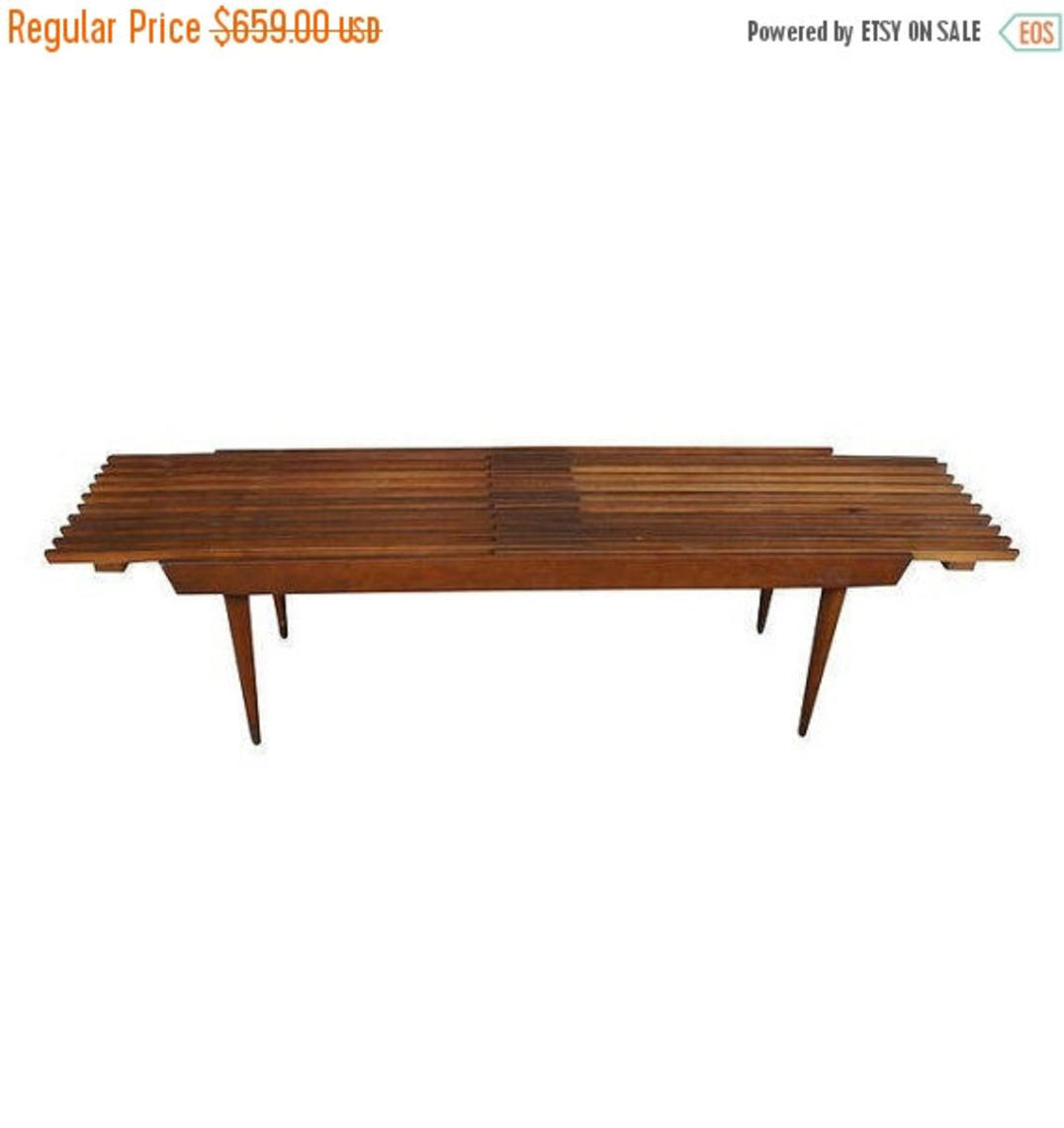 27 Off George Nelson Style Extendable Slat Bench Coffee Table