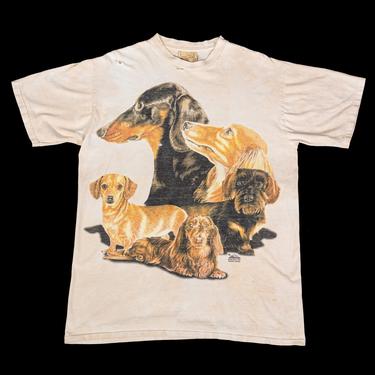Vintage Dog Print Tie Dye Tee - Men's Large | Y2K The Mountain Animal Breed T Shirt 