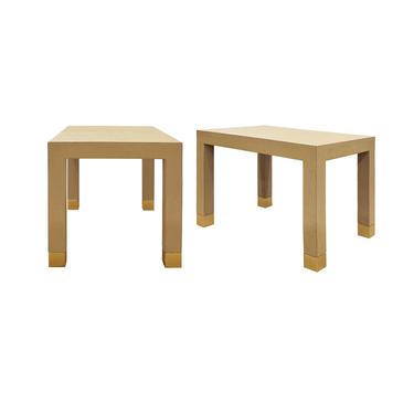 Karl Springer "Classic Parsons Side Tables" in Lacquered Linen early 2000's