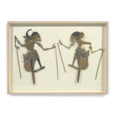 Pair of Mounted and Framed Wayang Shadow Puppets