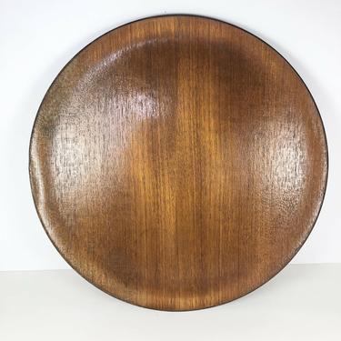 Mid Century Danish Modern Round Teak Wood 14” Vintage Serving Platter