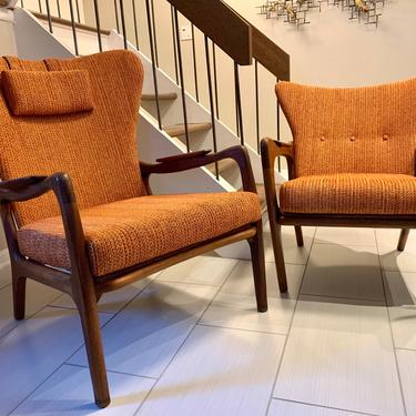 Pair of Adrian Pearsall for Craft Associates Wingback Lounge Chairs 1960’s 
