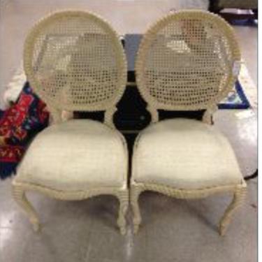 Pair of upholstered Rope knot wooden chairs.