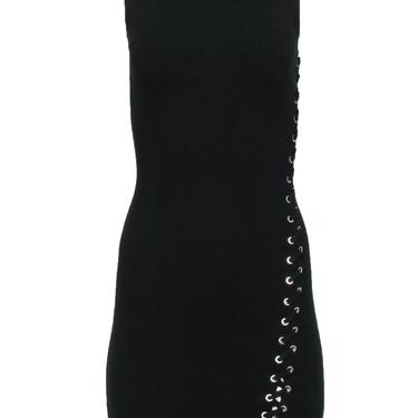 All Saints - Black Knit Sleeveless Bodycon Dress w/ Lace-Up Design Sz S