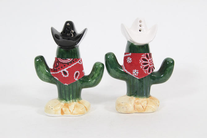 Vintage Cowboy Cactus Salt And Pepper Shakers Southwestern Western Cowboy Shakers By Vintagegoofball From Vintage Goofball Of Harrisonburg Va Attic