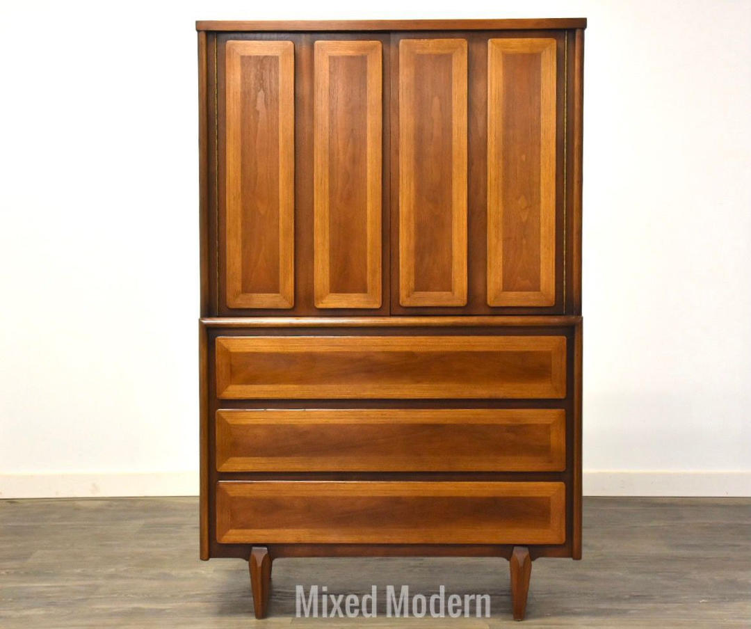 American of Martinsville Walnut Armoire Dresser | Mixed Modern | Nashua, NH