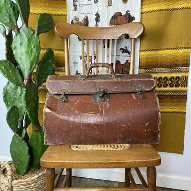 Antique Leather Monogrammed Doctor's House Call Bag c.1940