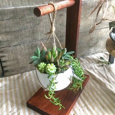 Wooden Tabletop Plant Hanger 