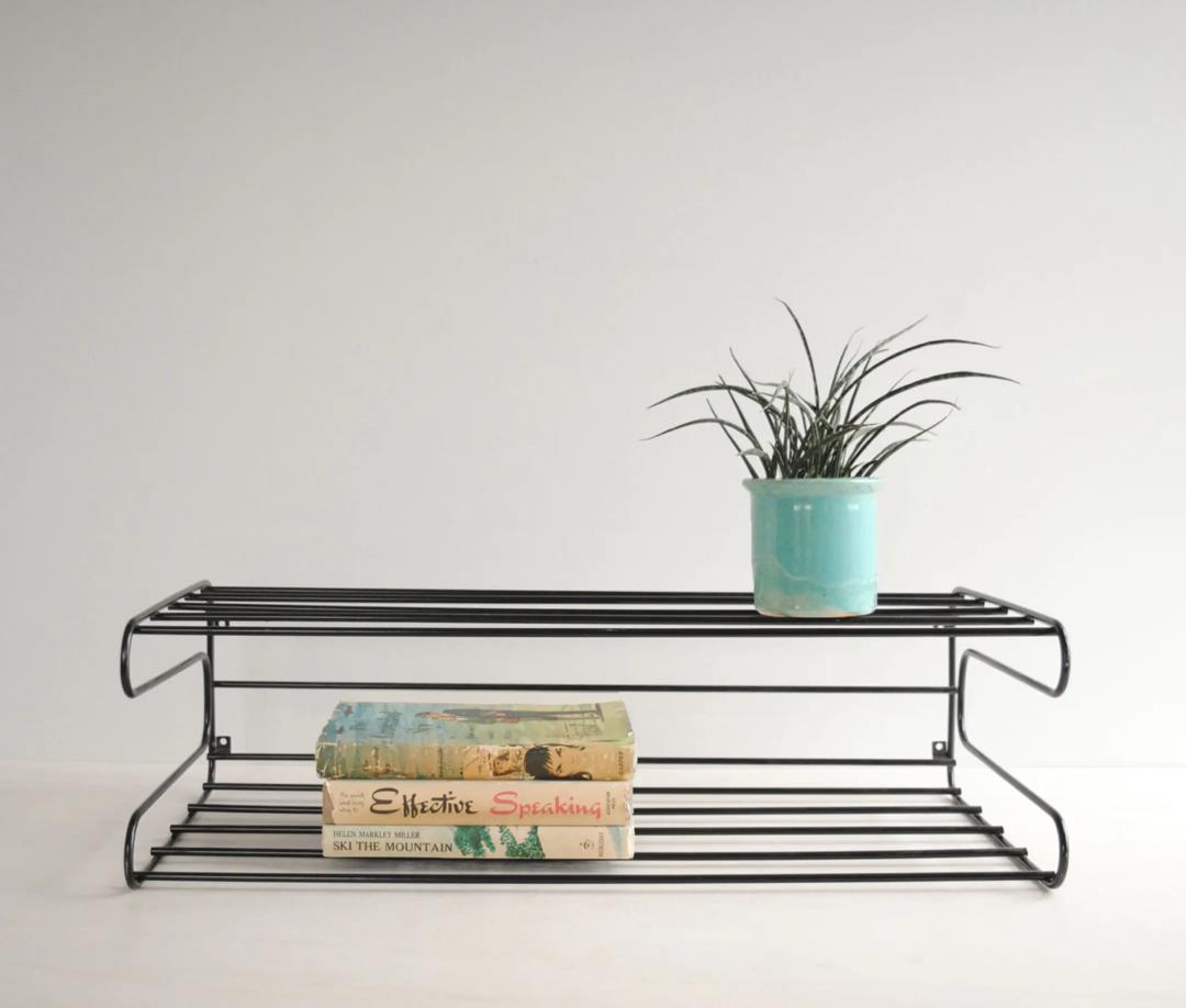 Vintage IKEA Fran Black Metal Wall Shelf, Tomado Style Wall