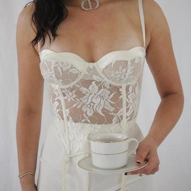 Vintage 80's Gold Label Victoria's Secret Cream Lace Bustier