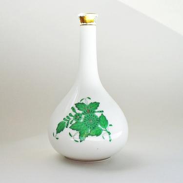 5" Herend Vase Green Apponyi / Chinese Bouquet Hungarian Porcelain Bud Vase 