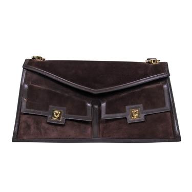 Ferragamo - Vintage Brown Suede Rectangular Handbag w/ Pockets