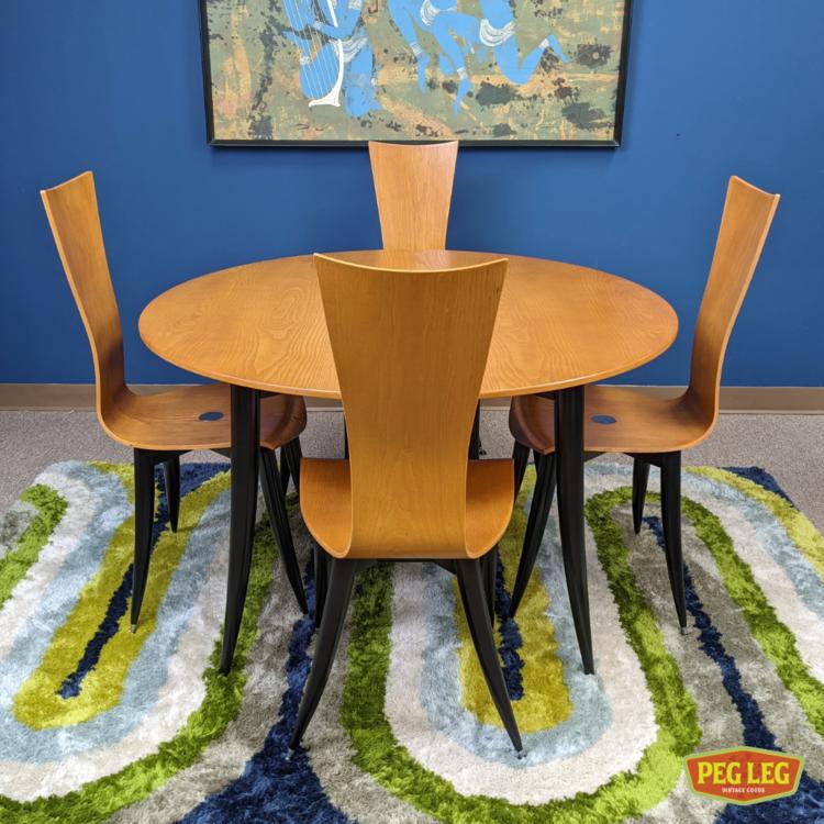 Post-Modern Italian dining set - includes the table and set of 4 bent plywood chairs