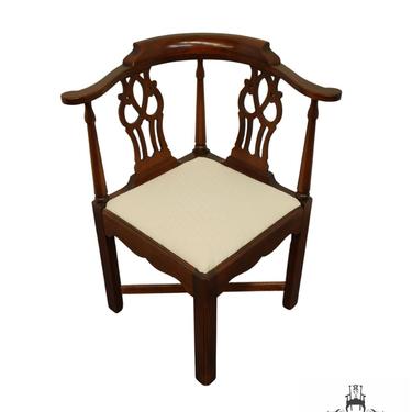 High End Vintage Solid Mahogany Traditional Chippendale Style Accent Corner Chair 
