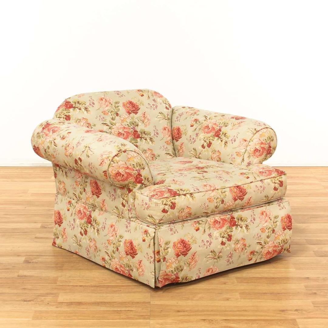 "Ethan Allen" Oversized Cottage Chic Floral Armchair Loveseat (Los