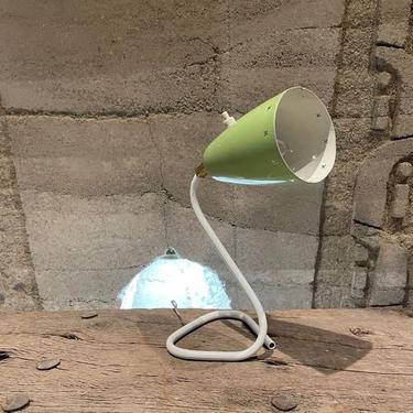 Italy Midcentury Modern Chartreuse Cone Desk Table Lamp Sculptural Base in White 1950s 