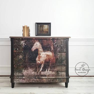 Antique Keyhole Dresser. Chest of Drawers. Black Farmhouse Table. Accent Chest. Painted Bedroom Dresser. Study Table. Horse Dresser. Country 