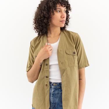 Vintage Tan Khaki Scout Shirt | Cotton Button Up Shirt | XS S | 