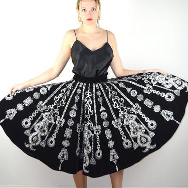 Vintage 1950s Silver Painted Sequin Skirt 50s Vintage Velvet