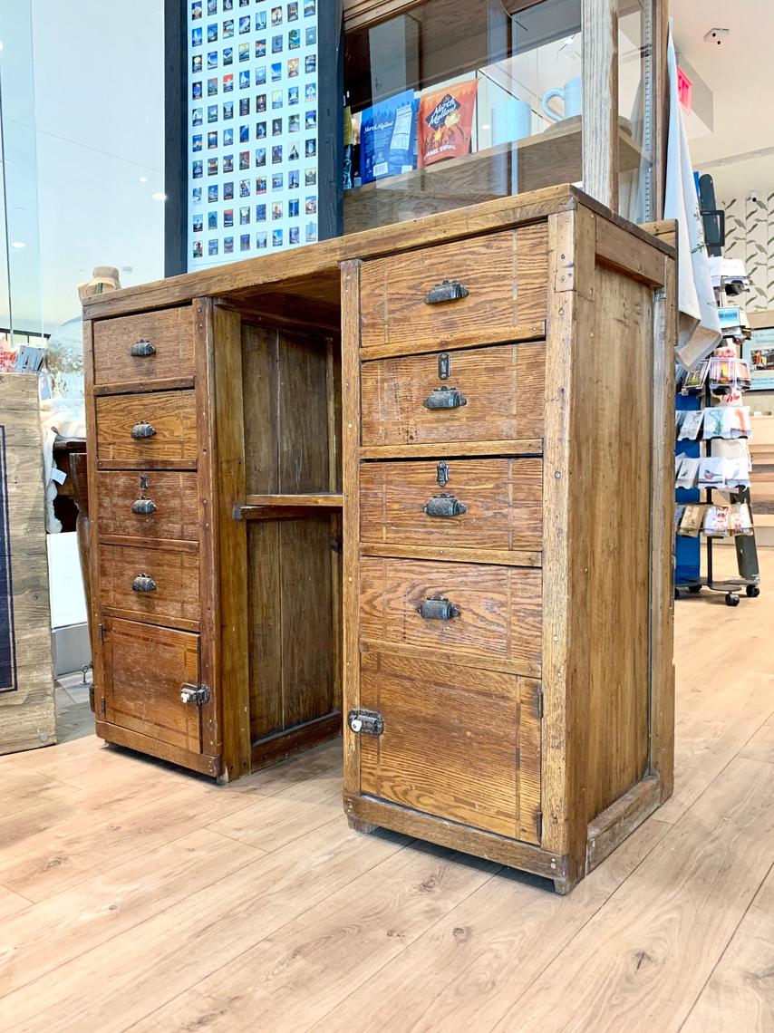 Antique Standing Desk Desk with Drawers Large Wood Desk