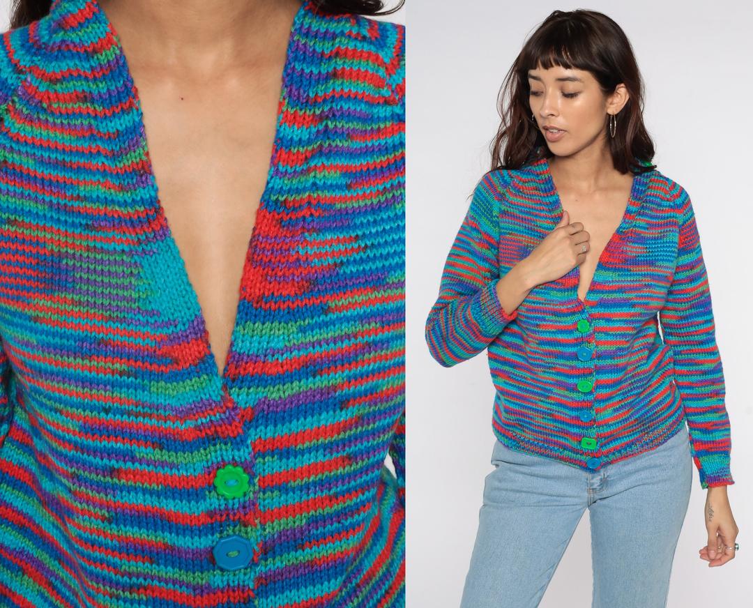 Y2K Space Dye Cardigan Boho Sweater Hippie Sweater 00s