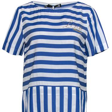 Love Moschino - Blue & White Striped Short Sleeve Top Sz 4